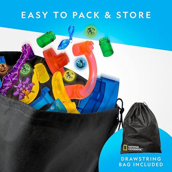 Construction Set with 15 Glow in The Dark Glass Marbles & Storage Bag - Image 2