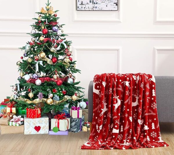 Velvet Super Soft Christmas Prints Fleece Blanket - Image 2